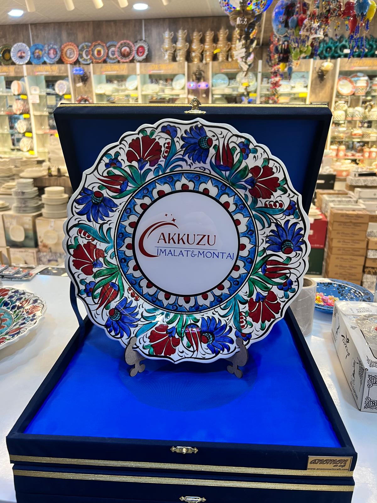 Promosyon Yazılı Resim Tabağı-Kütahya Çini